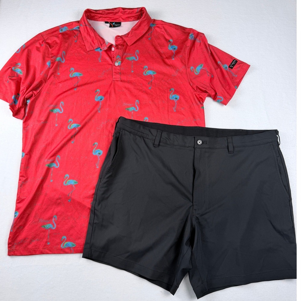 Yatta Golf Mens Polo XXL Jack Nicholas Shorts Black Flat Front Golfing Casual 40
